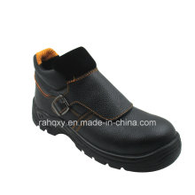 Sapatos de segurança dividir couro gravado com malha forro (HQ05051)